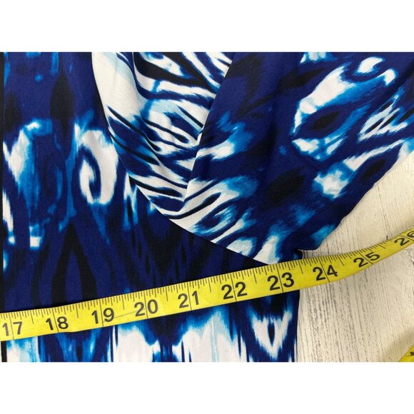 Jones New York Womens 2X Blue & White Printed Tunic Top With Tassel Tie Neckline - Picture 4 of 16